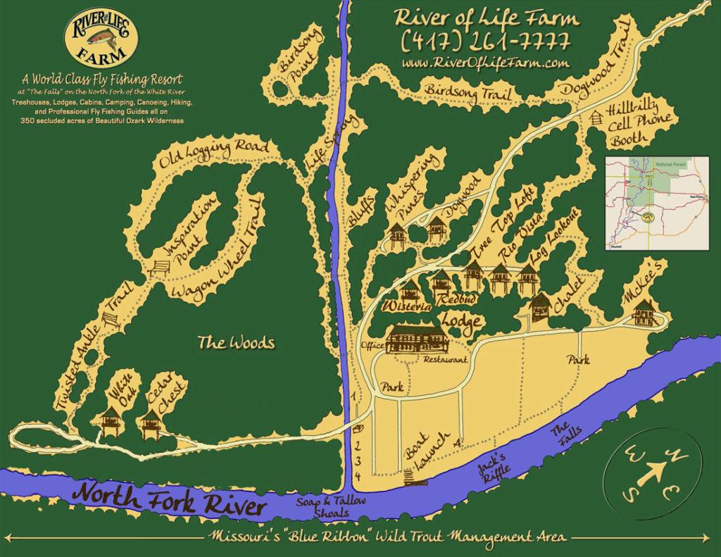 Treehouse Cabins - River of Life Farm Cabins Map